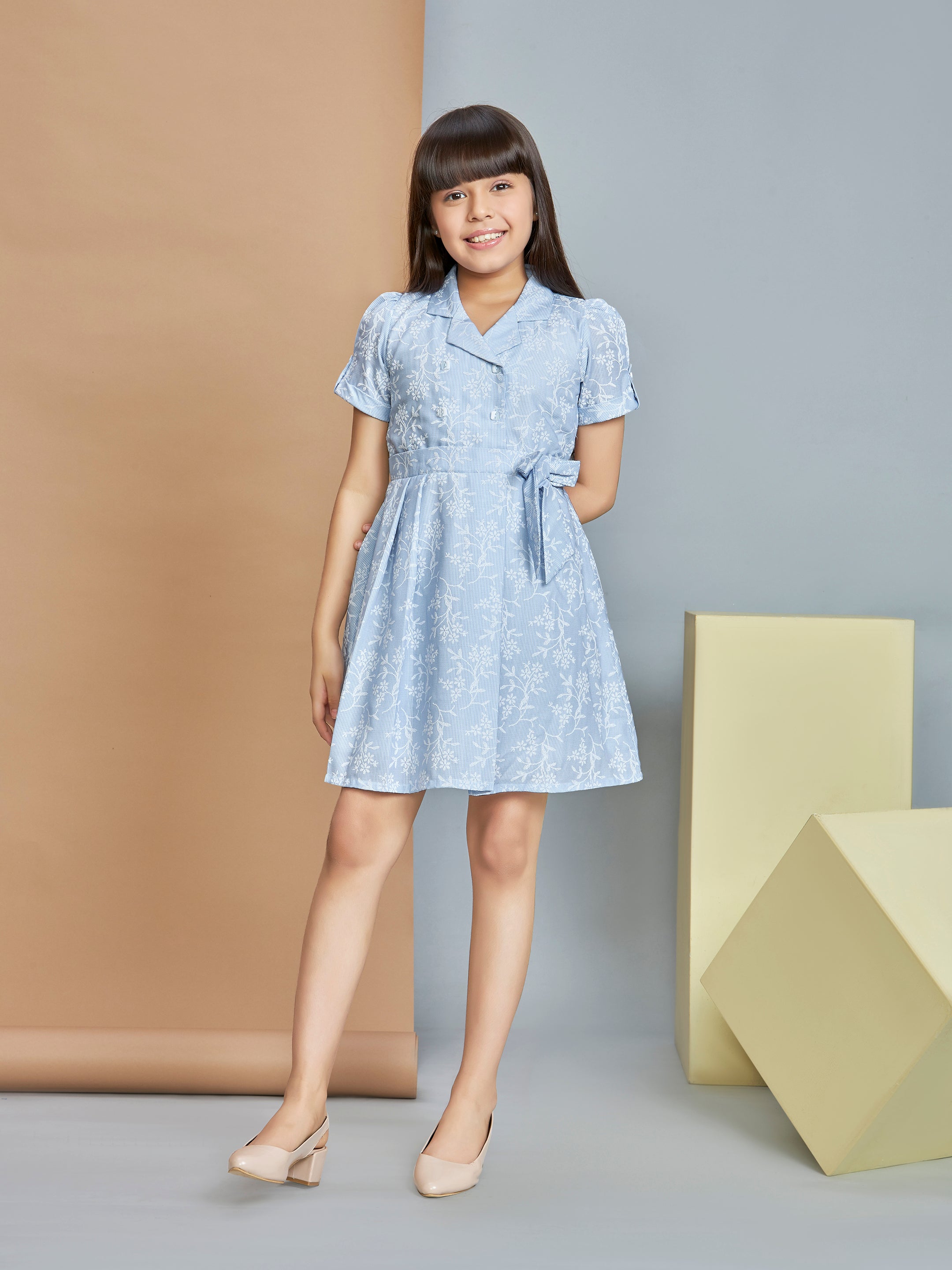 Girls Blue Casual Wear Dress