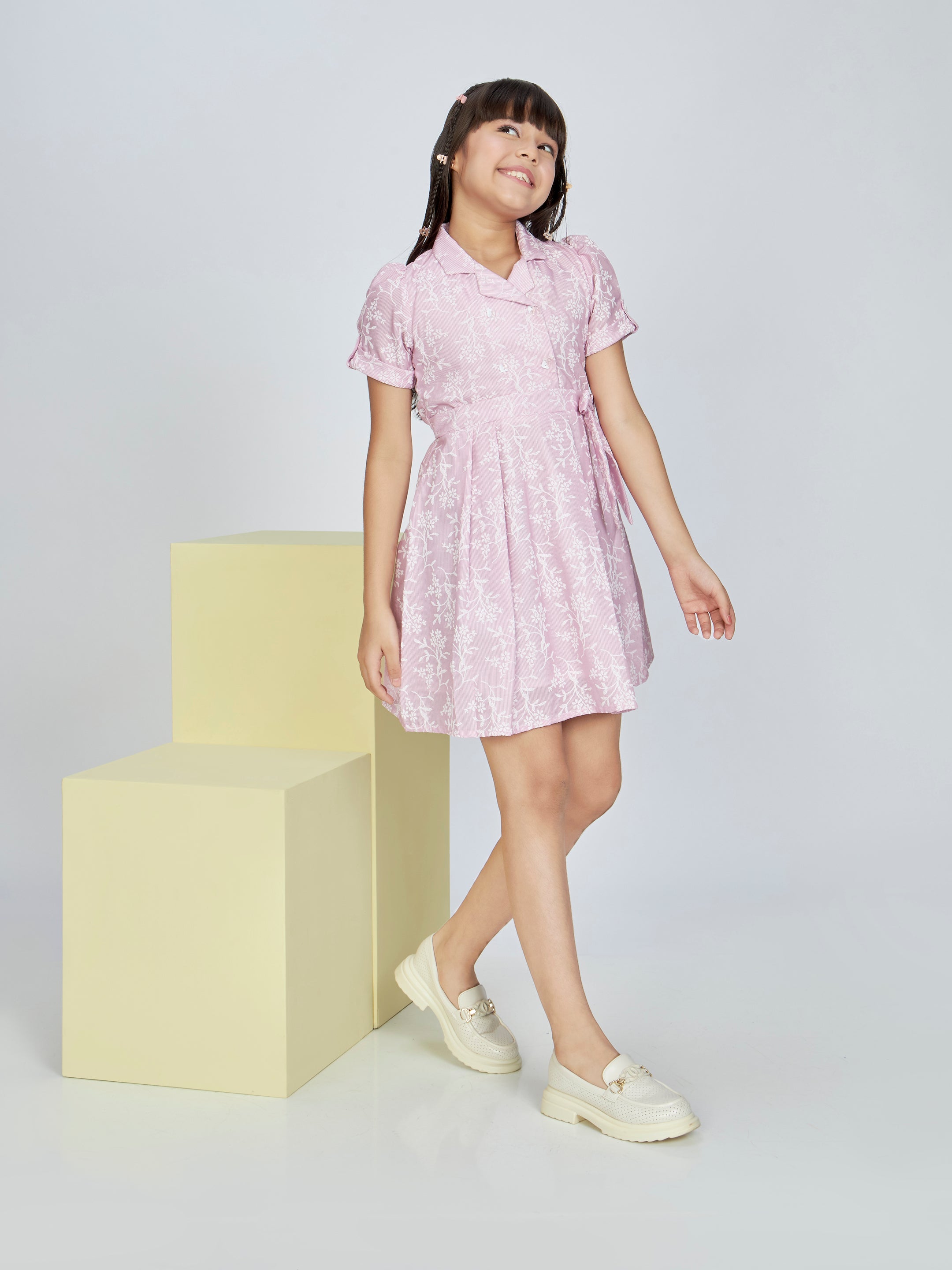 Girls Pink Casual Wear Dress