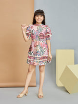 Girls Pink Casual Wear Dress