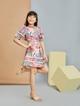 Girls Pink Casual Wear Dress