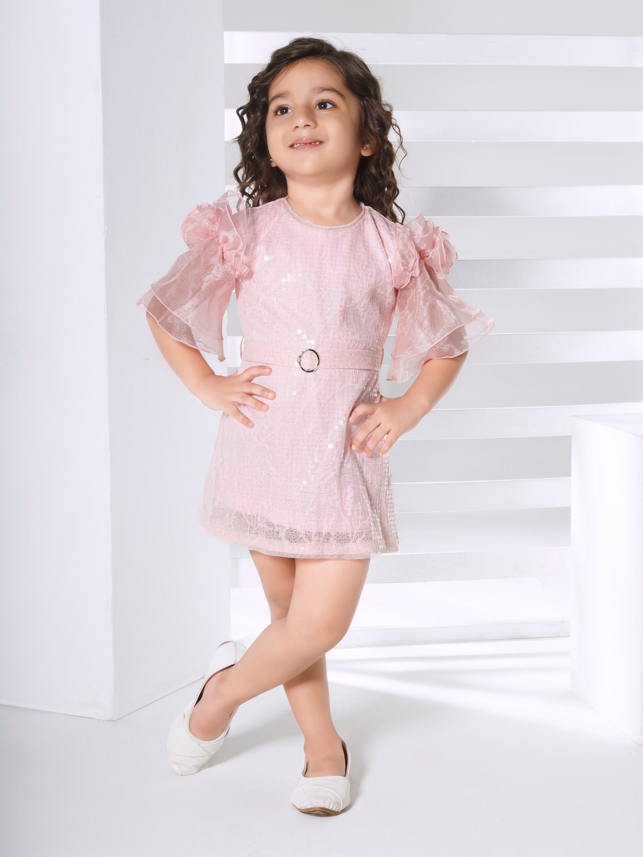 Girls Pink Party Wear Dress