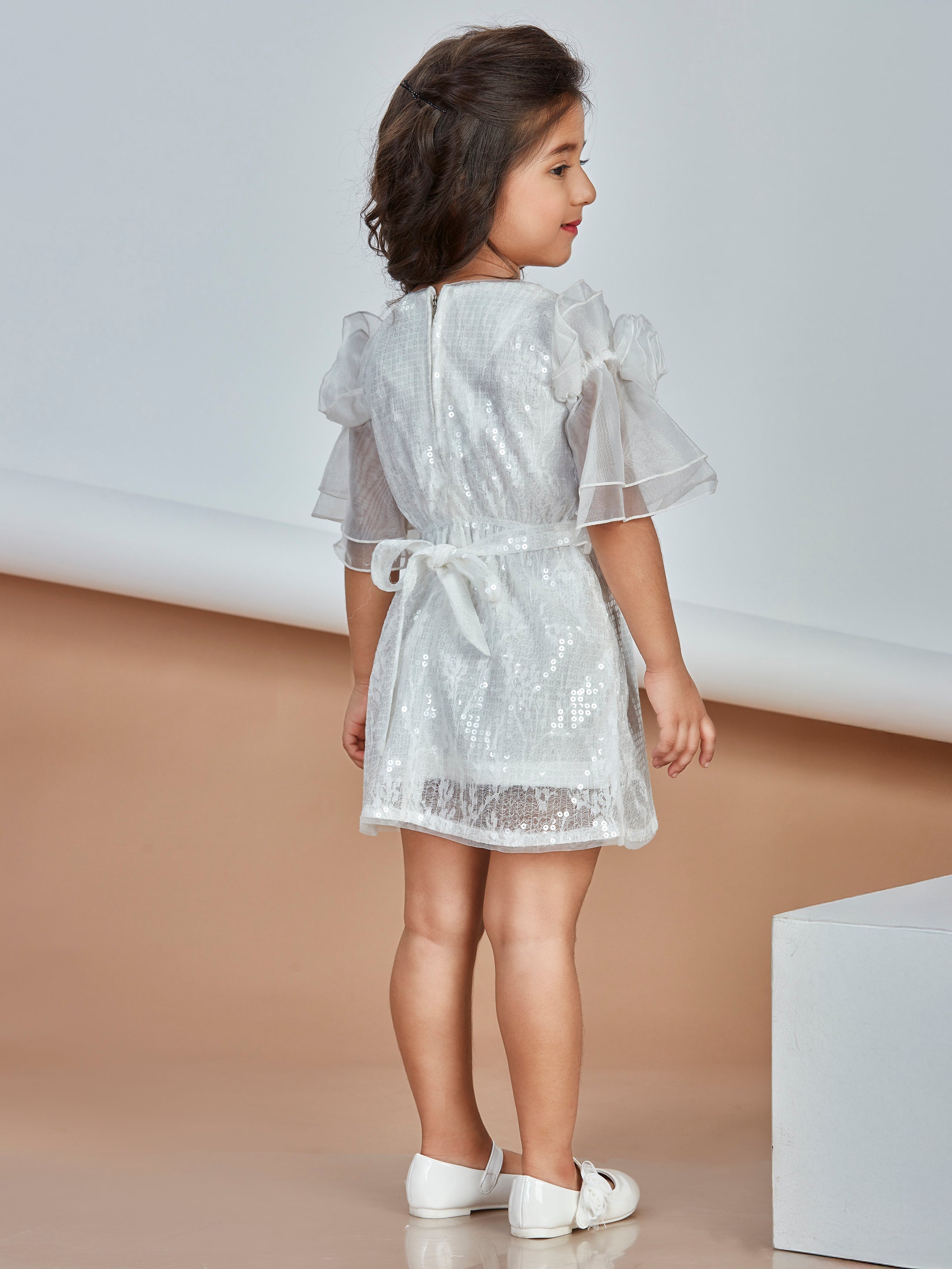 Girls White Party Wear Dress