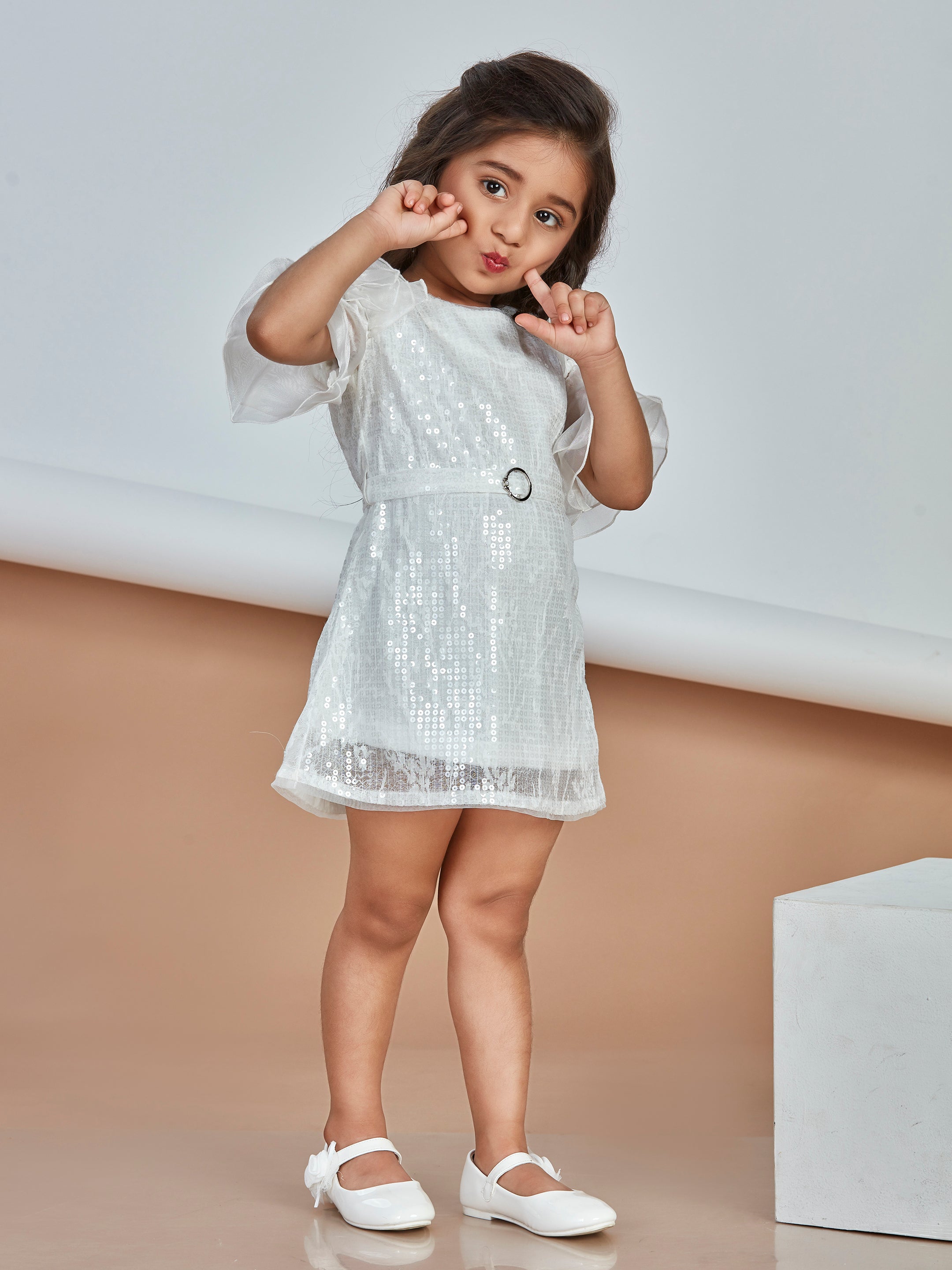 Girls White Party Wear Dress