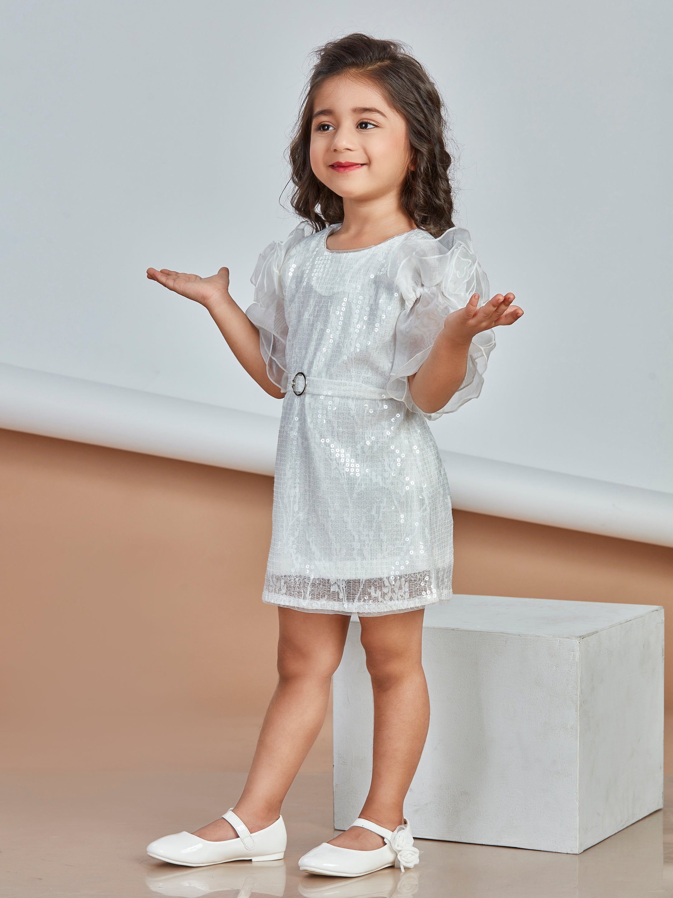 Girls White Party Wear Dress