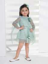 Girls Green Festive Wear Dress