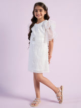 Girls White Party Wear Dress