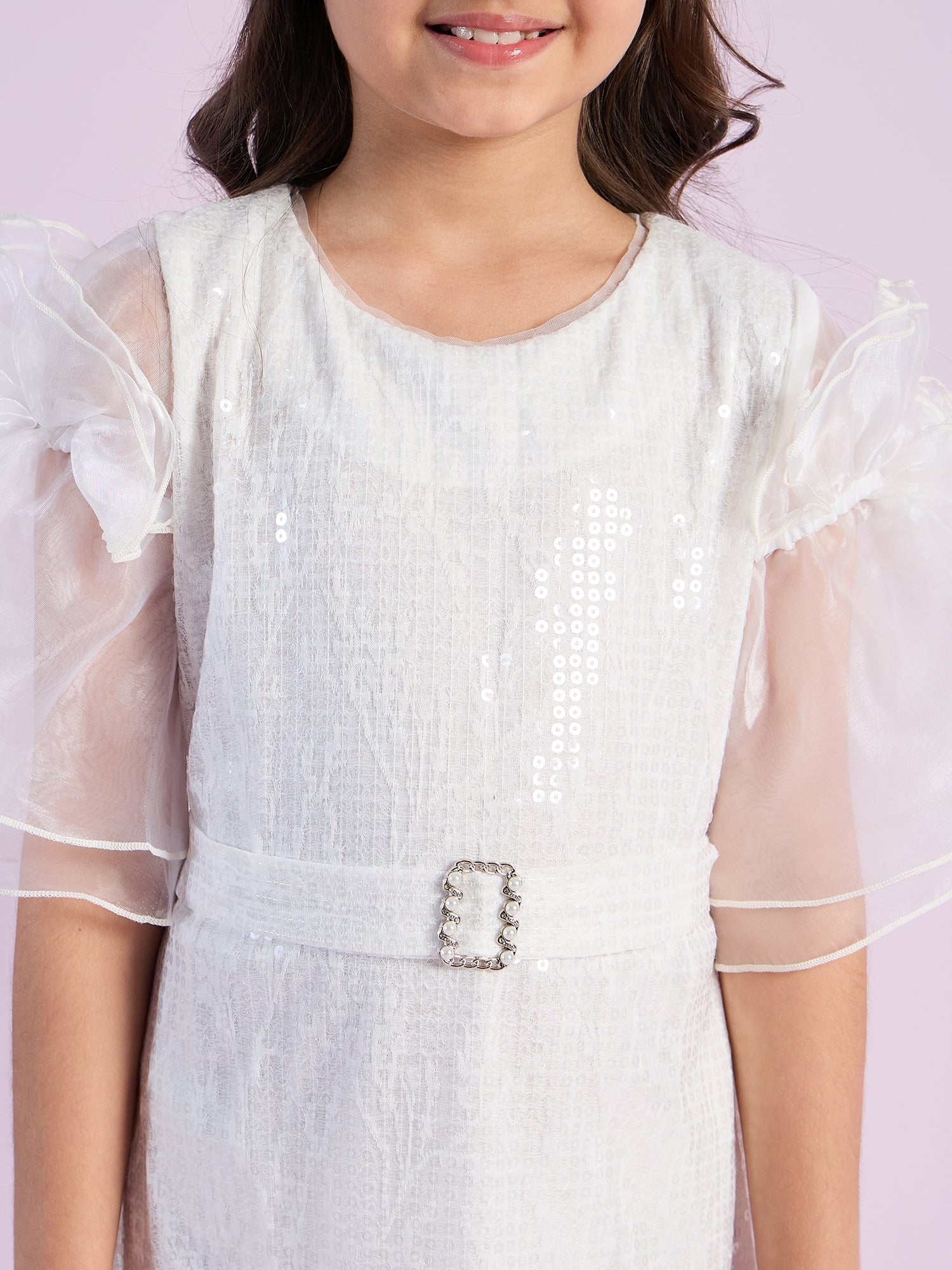 Girls White Party Wear Dress