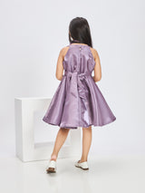 Girls Purple Festive Wear Fit & Flared Dress
