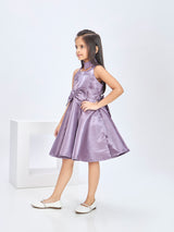 Girls Purple Festive Wear Fit & Flared Dress