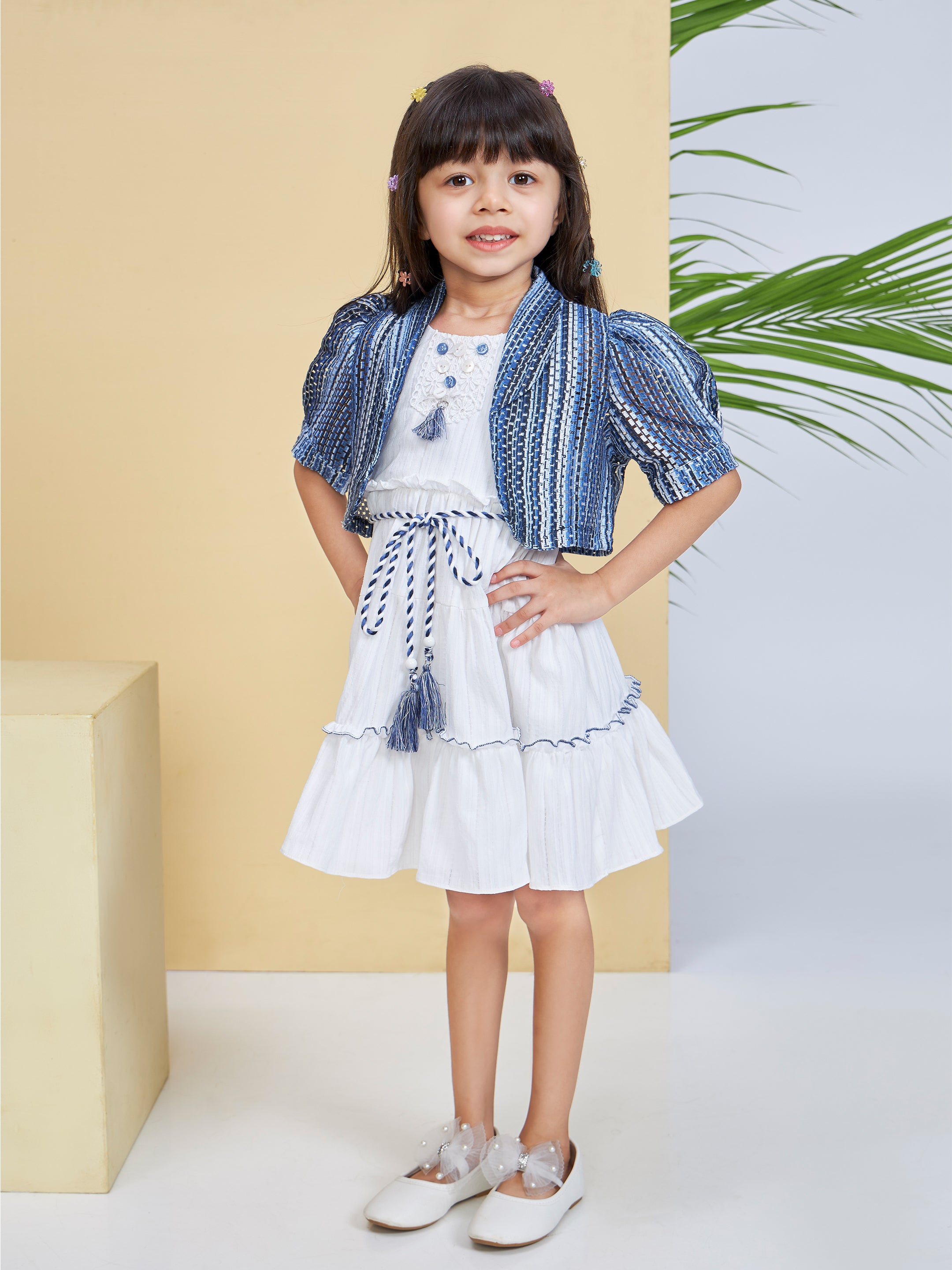 Girls White Party Dress Set