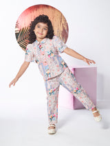 Girls Multicolor Full Length Semi Party Pant Set