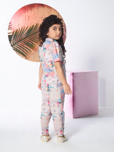 Girls Multicolor Full Length Semi Party Pant Set