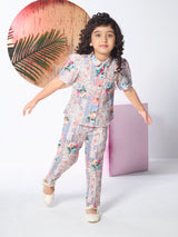 Girls Multicolor Full Length Semi Party Pant Set