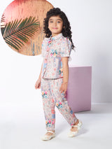 Girls Multicolor Full Length Semi Party Pant Set