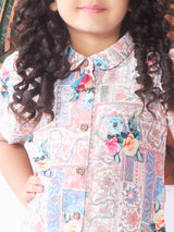 Girls Multicolor Full Length Semi Party Pant Set