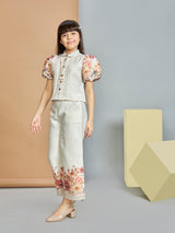 Girls Beige Party Pant Set