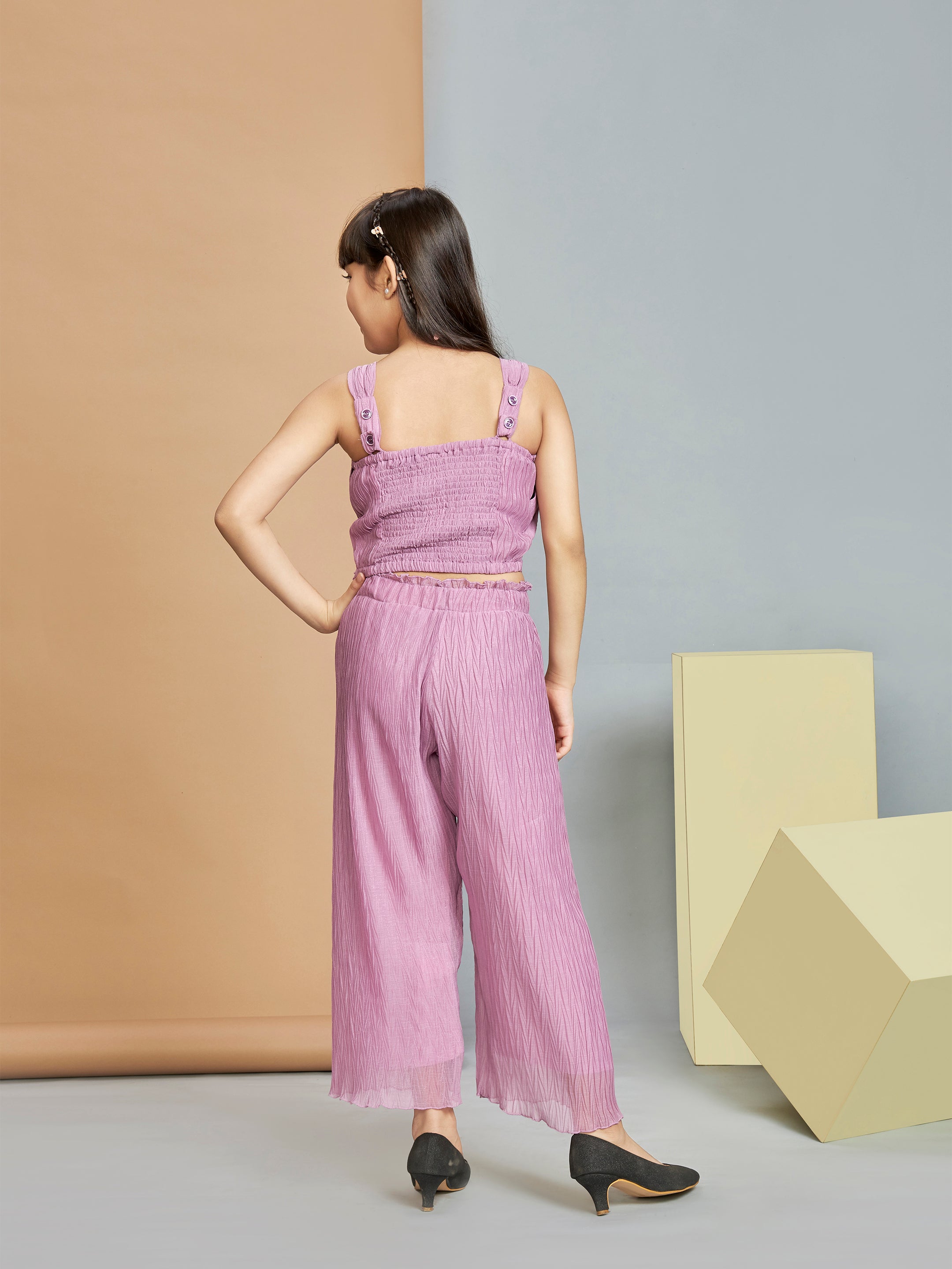 Girls Purple Party Wear Pant Set