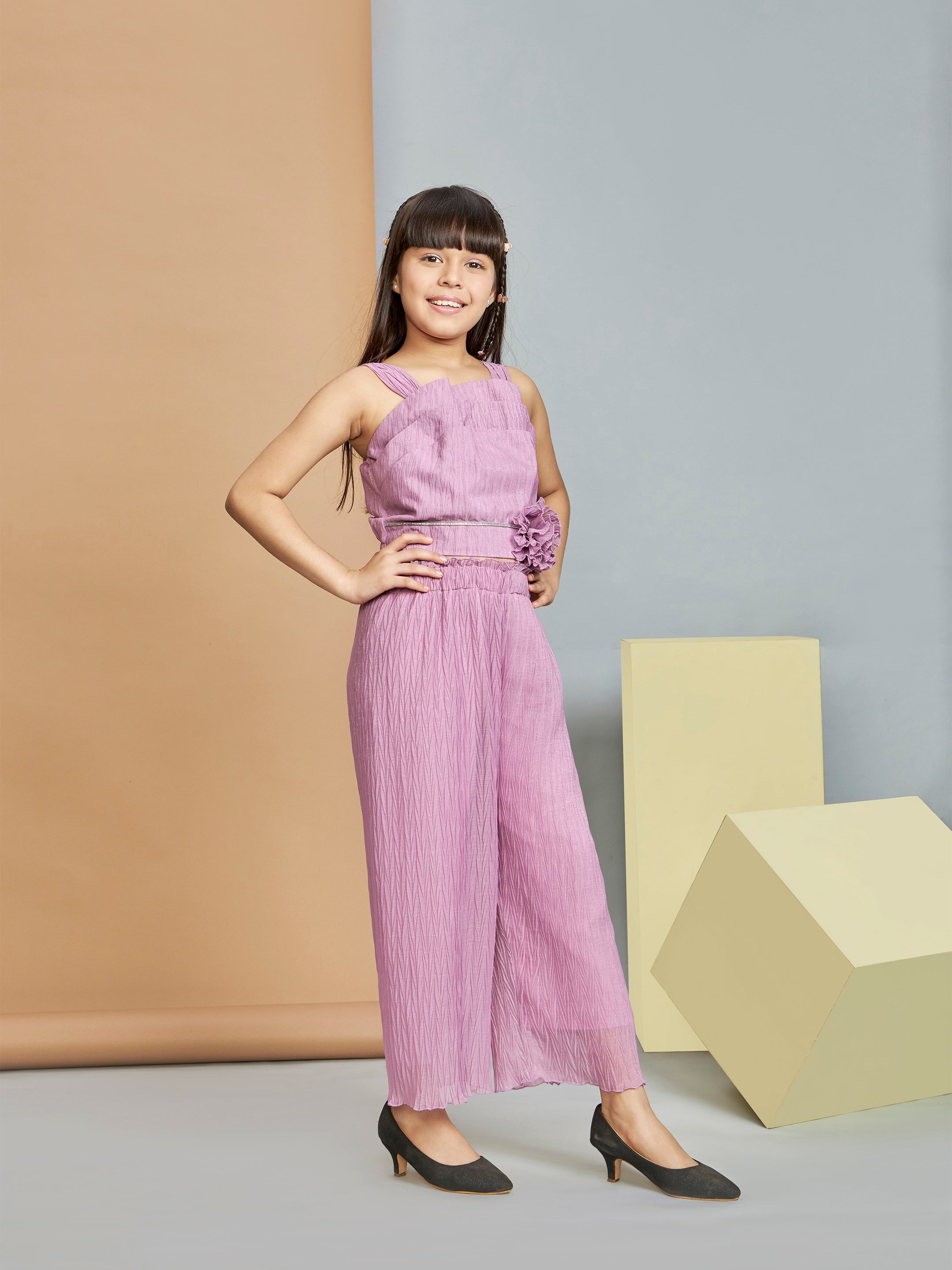 Girls Purple Party Wear Pant Set