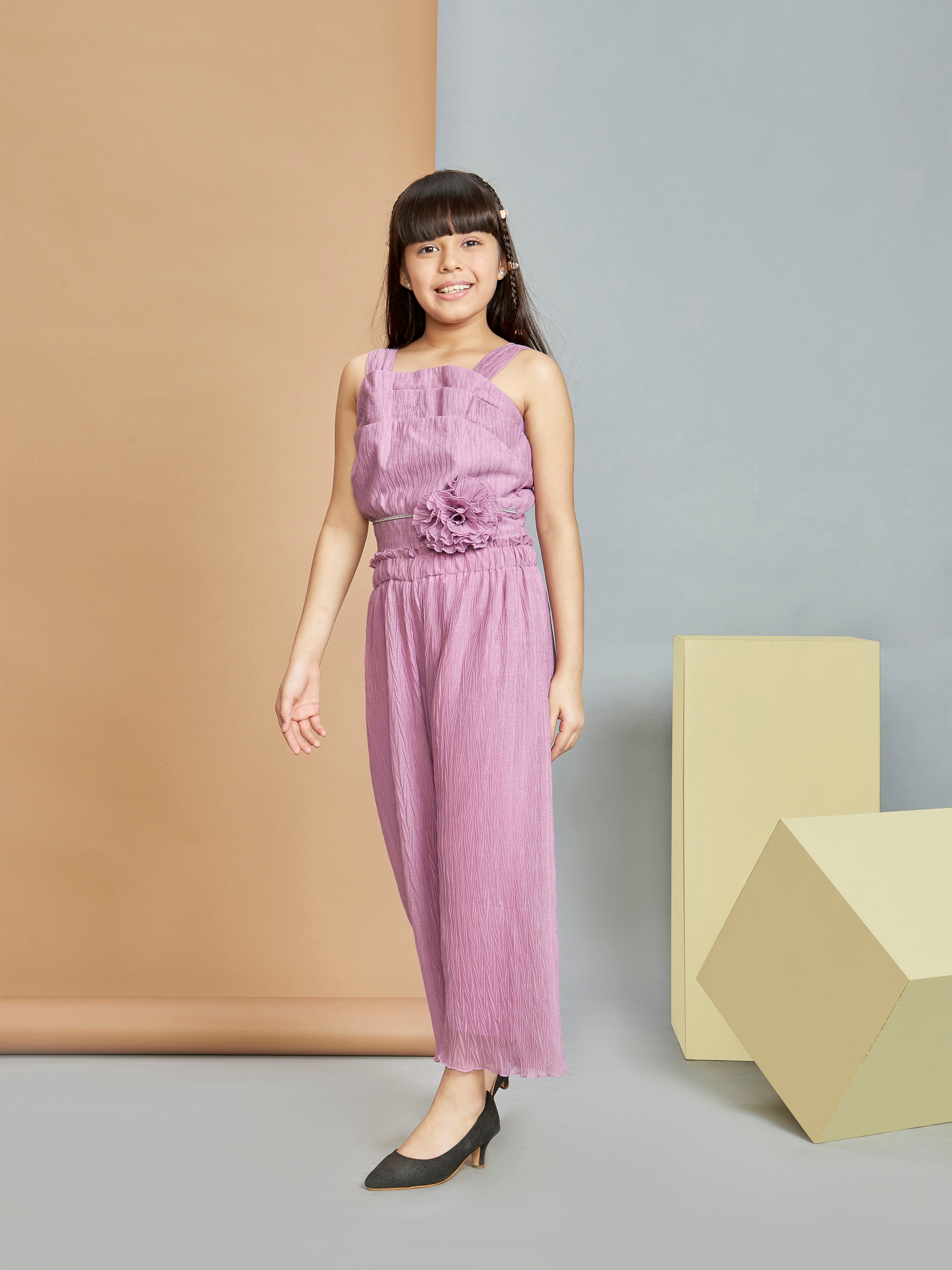 Girls Purple Party Wear Pant Set