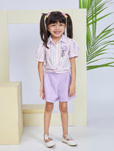 Girls Mid Thigh Length Semi Casual Shorts Set