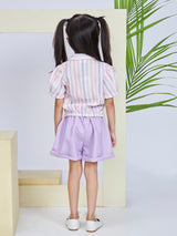 Girls Mid Thigh Length Semi Casual Shorts Set