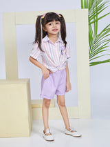 Girls Mid Thigh Length Semi Casual Shorts Set