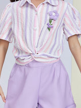 Girls Mid Thigh Length Semi Casual Shorts Set