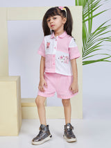 Girls Pink Casual Shorts Set