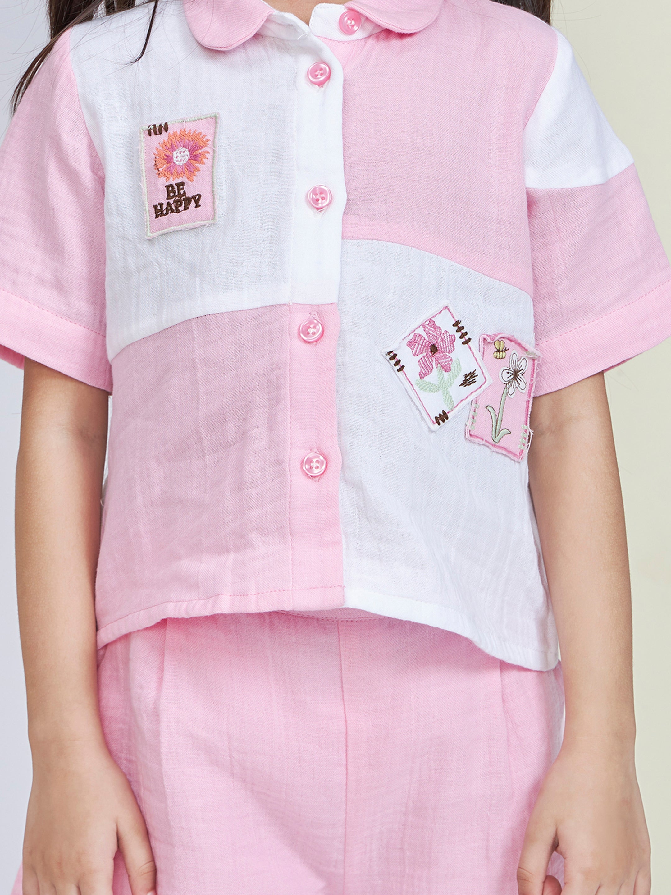 Girls Pink Casual Shorts Set
