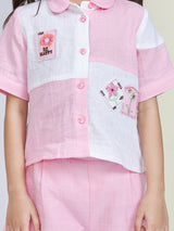 Girls Pink Casual Shorts Set