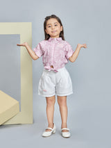 Girls Pink Casual Shorts Set