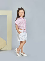 Girls Pink Casual Shorts Set