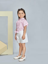 Girls Pink Casual Shorts Set