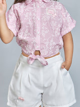 Girls Pink Casual Shorts Set