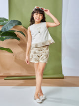 Girls Mid Thigh Length Semi Casual Shorts Set