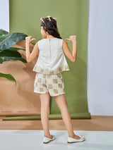 Girls Mid Thigh Length Semi Casual Shorts Set