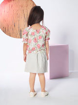 Girls Pink Casual Skirt Set