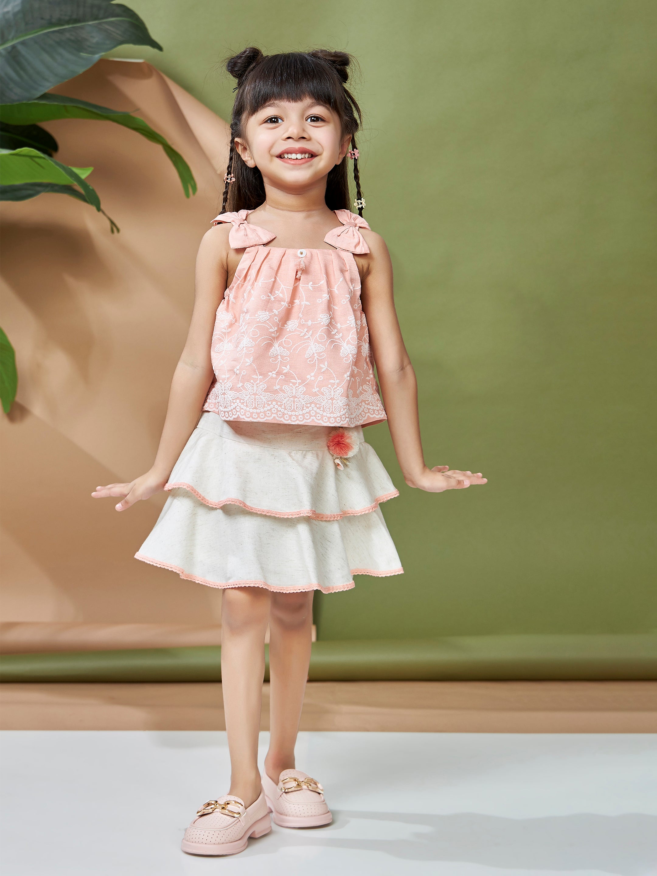 Girls Knee Length Casual Skirt Set