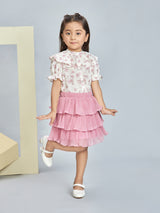 Girls Pink Casual Skirt Set