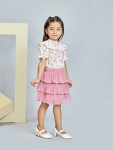 Girls Pink Casual Skirt Set