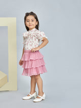 Girls Pink Casual Skirt Set