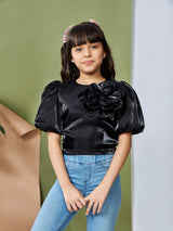 Girls Black Party Wear Top