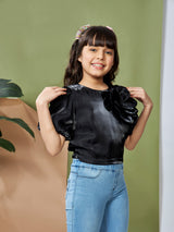 Girls Black Party Wear Top