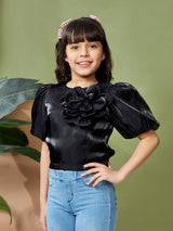Girls Black Party Wear Top
