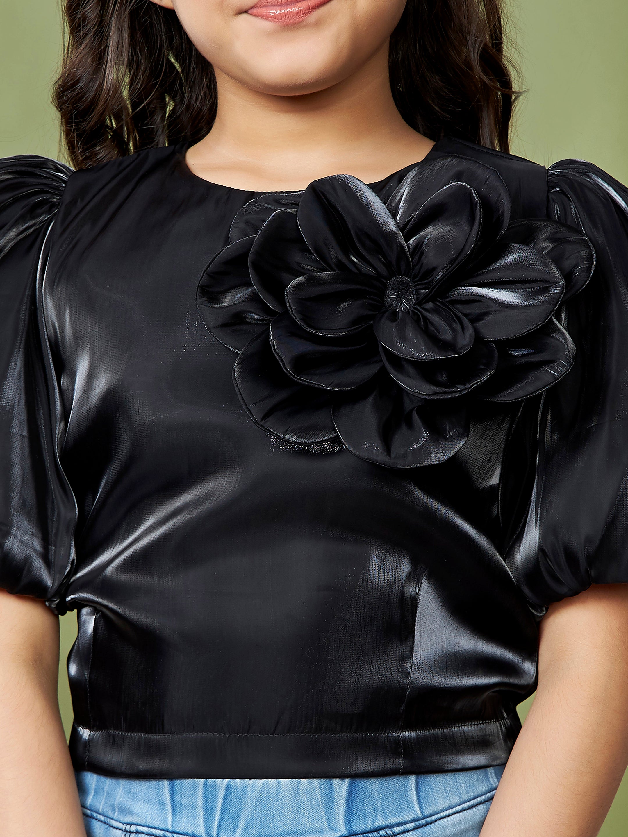 Girls Black Party Wear Top