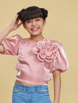 Girls Pink Party Wear Top