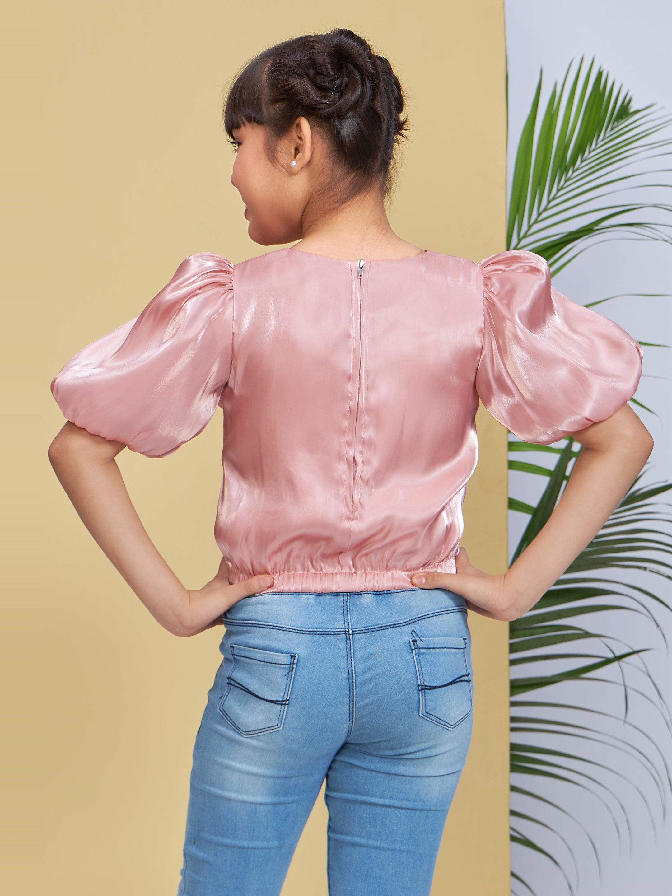 Girls Pink Party Wear Top