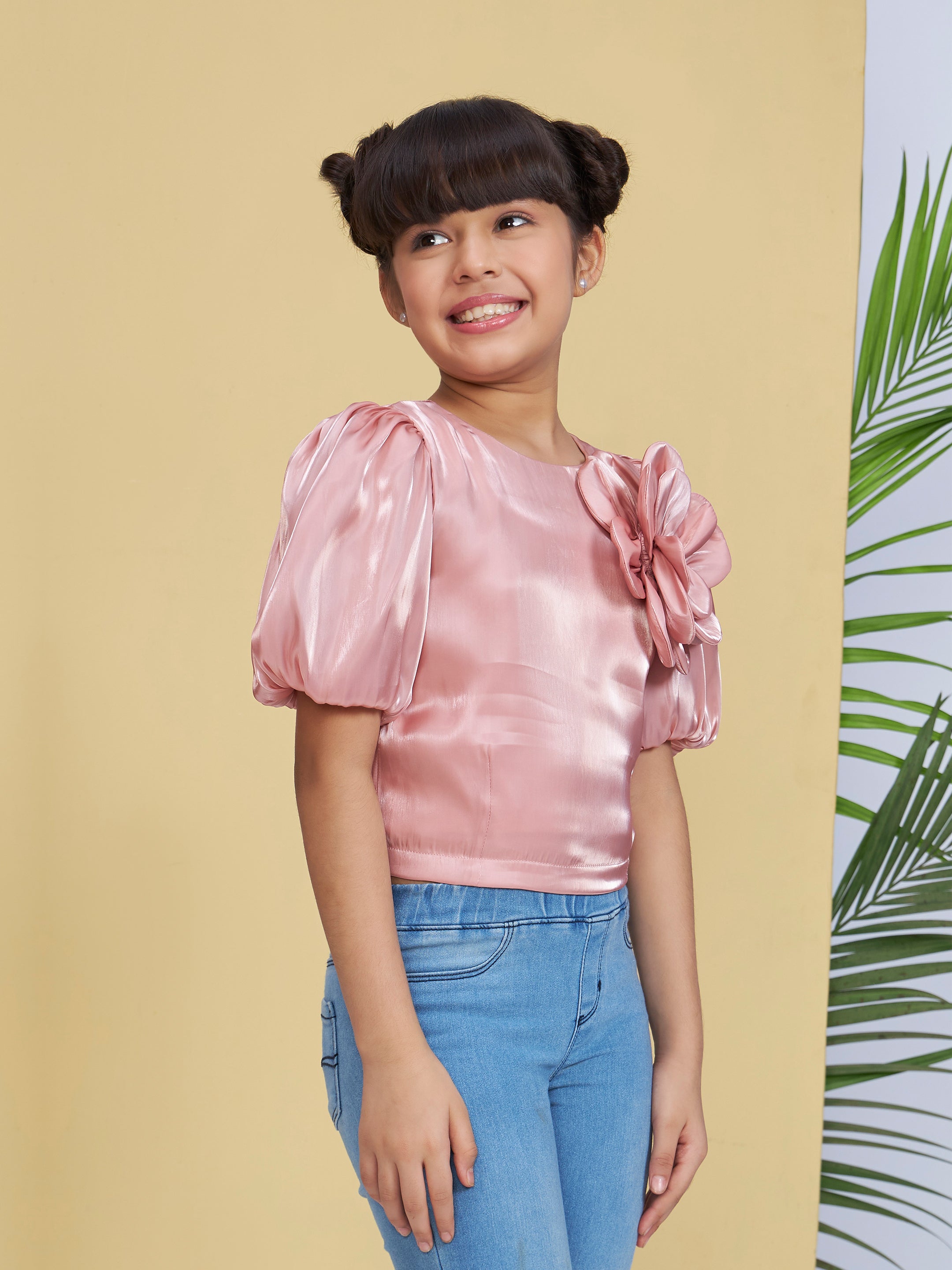 Girls Pink Party Wear Top