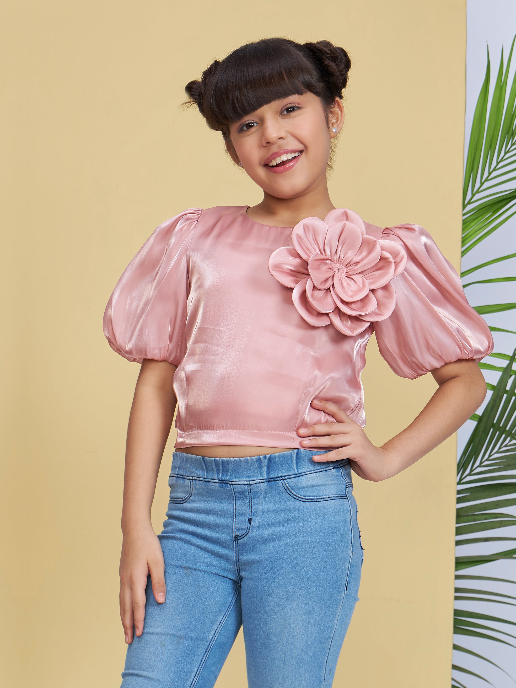 Girls Pink Party Wear Top