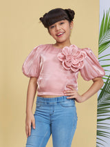 Girls Pink Party Wear Top